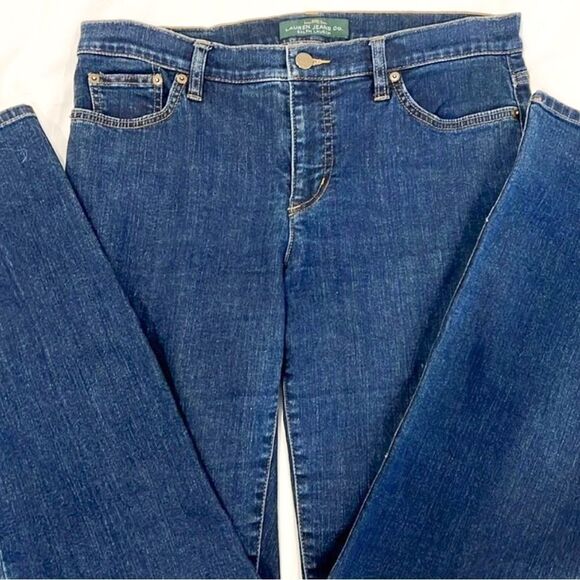 Lauren Ralph Lauren Straight Leg Jeans Classic Dark Wash Blue Stretch Denim 10 - Picture 4 of 14